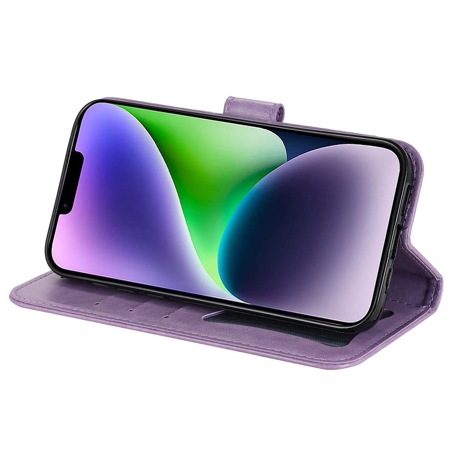 Uniqkart for iPhone 15 Plus Anti-Scratch PU Leather Cover Imprinted Flower Pattern Phone Stand Case Wallet Phone Shell - Purple Uniqkart for iPhone 15 Plus Anti-Scratch PU Leather Cover Imprinted Flower Pattern Phone Stand Case Wallet Phone Shell - Purple